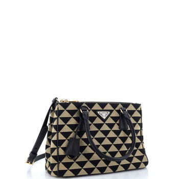 Prada Symbole Galleria Double Zip Tote Jacquard Small