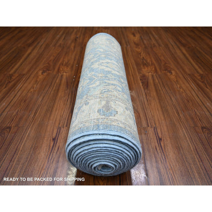 2'5"X18'9" Blue Finer Peshawar Wool Hand Knotted Xl Runner Oriental Rug