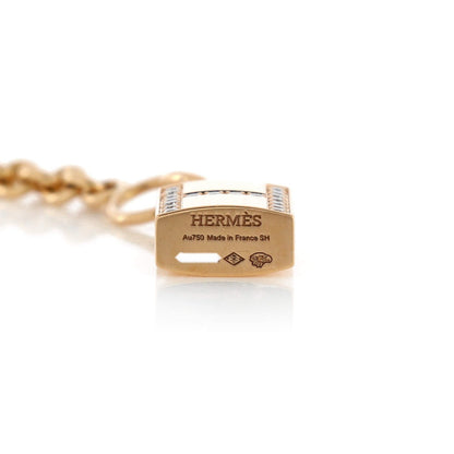 Hermes Amulettes Cadenas Pendant Bracelet 18K Rose Gold With Diamonds