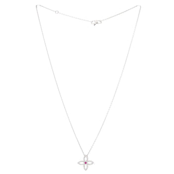 Louis Vuitton Blossom Pendant Necklace 18K White Gold With Diamonds And Pink