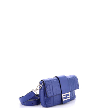 Fendi Baguette Convertible Belt Bag Zucca Embossed Leather Medium