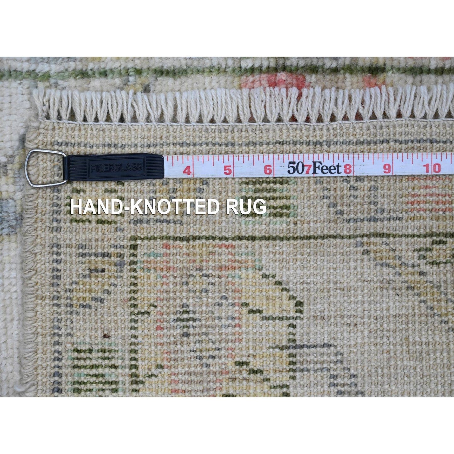 2'X3' Alabaster White Hand Knotted Afghan Angora Oushak 100% Wool Mat Rug