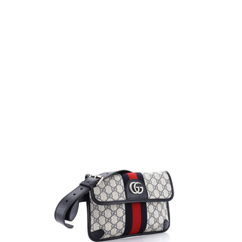 Gucci Ophidia Flap Belt Bag Gg Coated Canvas With Leather