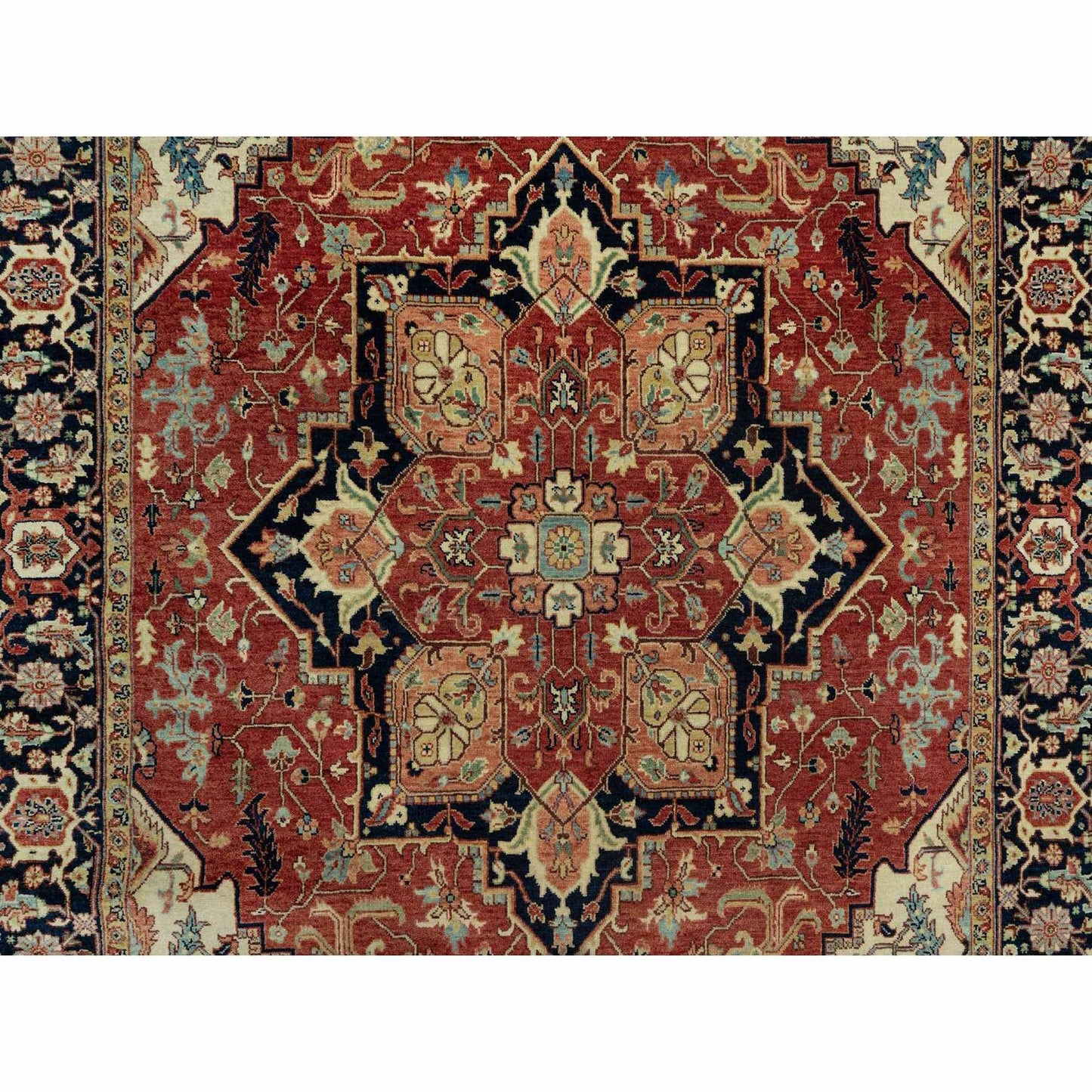 6'X9'1" Tanager Red All Wool Plush Heris Re-Creation Hand Knotted Rug