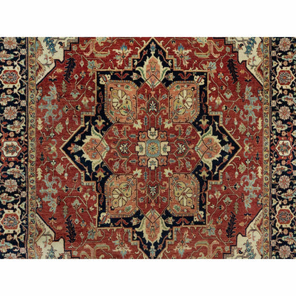 6'X9'1" Tanager Red All Wool Plush Heris Re-Creation Hand Knotted Rug
