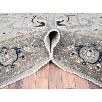 9'X12'2" Gray Seeripe Heris Design 100% Wool Hand Knotted Oriental Rug