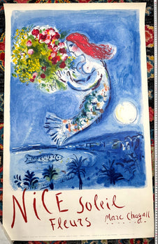 Marc Chagall Rare Baie Des Anges Stone Lithograph Original French Travel Poster