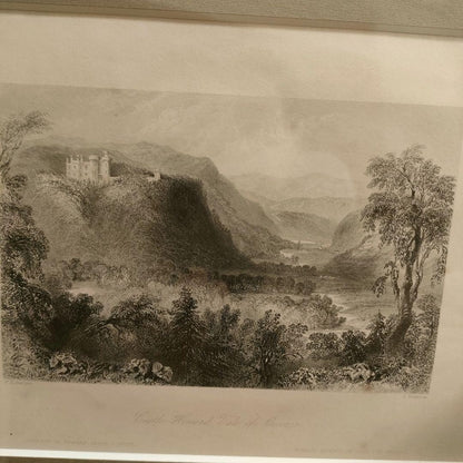 Antique 1842 Engraving Castle Howard By W.H. Bartlett & S. Bradshaw Framed Uk