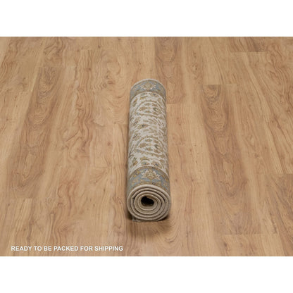 3'X5' Ivory 300 Kpsi New Zealand Wool Kishoon Design Hand Knotted Rug