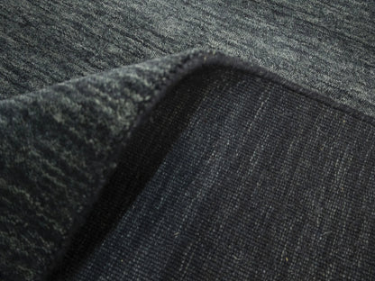 Solid Charcoal Hand-Loomed 9X12 Gabbeh Wool Rug