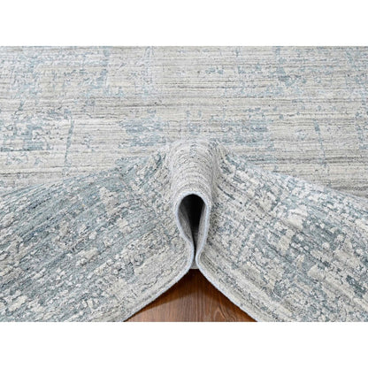 8'3"X10' Gray Hand Loomed Wool And Plant Based Silk Modern Design Rug