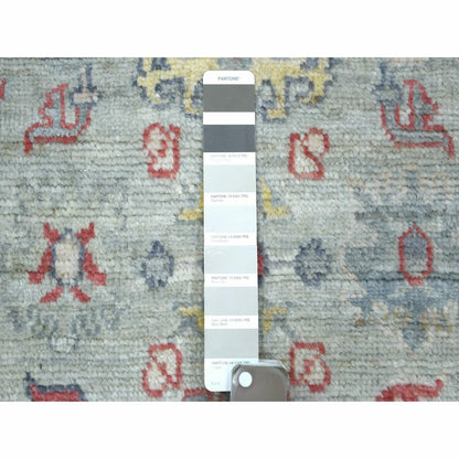 2'7"X9'5" Light Gray Angora Oushak Hand Knotted Afghan Wool Runner Rug