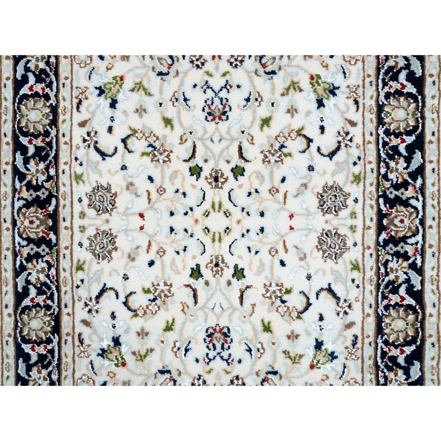 2'7"X8'2" Ivory Hand Knotted Nain 250 Kpsi Wool Runner Rug