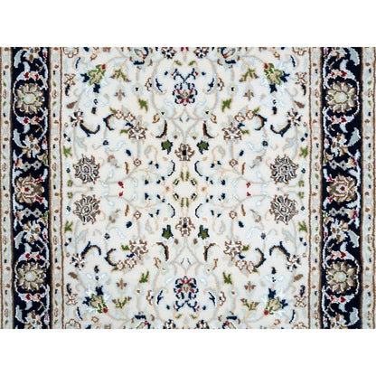 2'7"X8'2" Ivory Hand Knotted Nain 250 Kpsi Wool Runner Rug