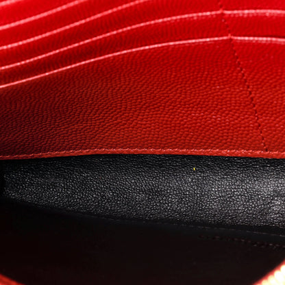 Saint Laurent Classic Monogram Wallet On Chain Matelasse Chevron Leather Medium