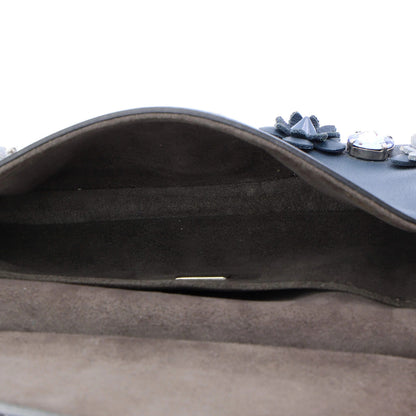 Fendi Flowerland Double Baguette Crossbody Bag Embellished Leather Micro