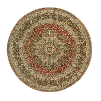 10'X10' Rufous Red Hand Knotted Tebraz Antique Wool Round Oriental Rug