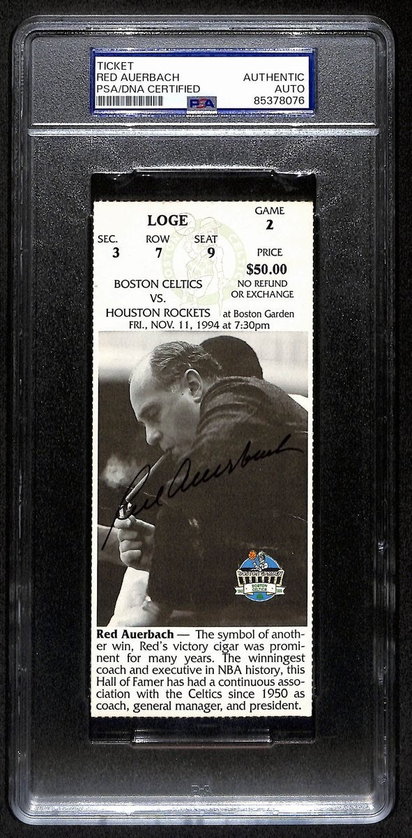 Red Auerbach Hof Signed/Auto 1994 Full Ticket Celtics Vs.Rockets Psa/Dna 193377