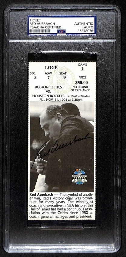 Red Auerbach Hof Signed/Auto 1994 Full Ticket Celtics Vs.Rockets Psa/Dna 193377