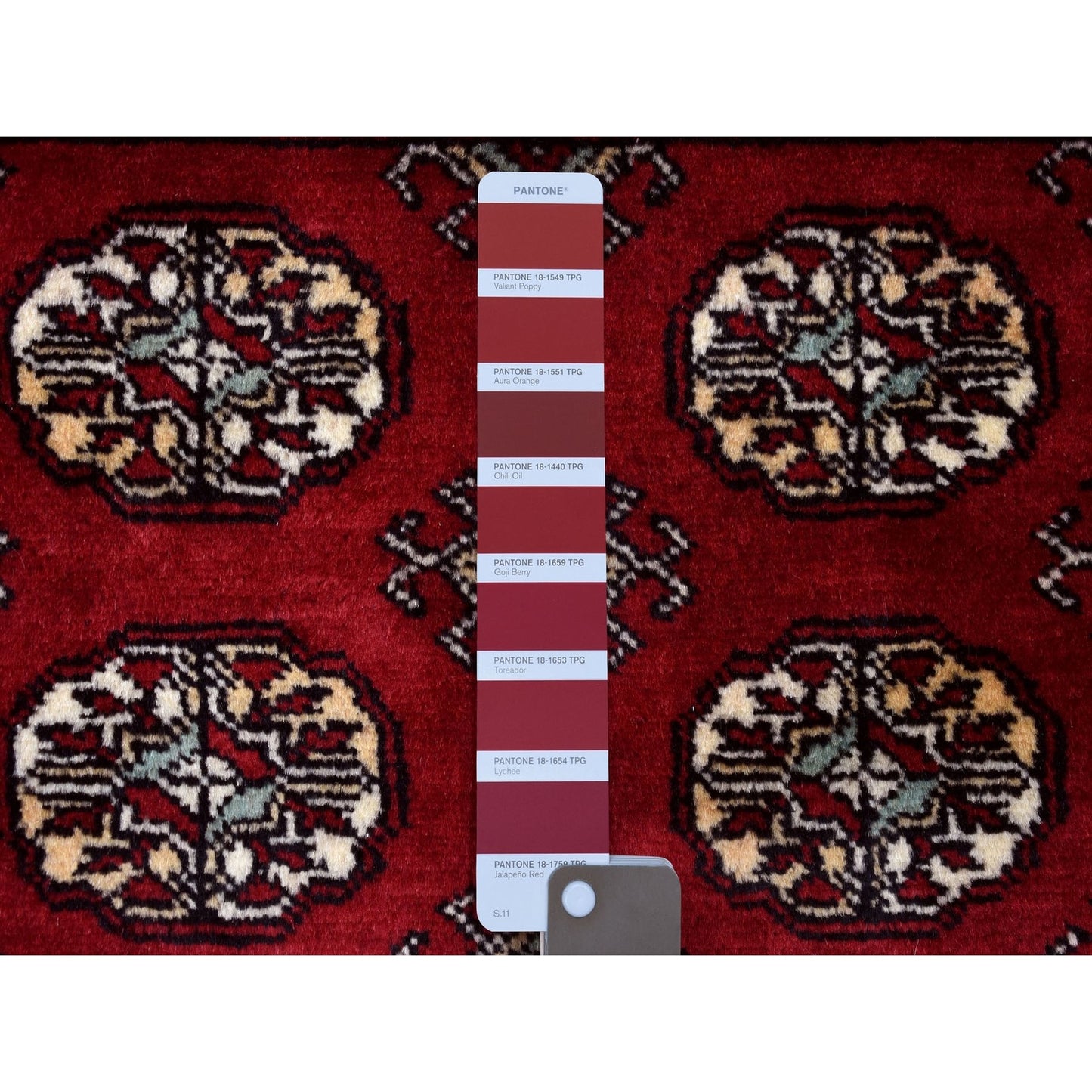 3'X4'5" Deep Red Mori Bokara Wool Hand Knotted Oriental Rug
