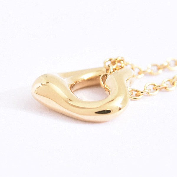 Tiffany & Co. Open Heart Pendant Necklace 7Mm Petite Yellow Gold 750Yg