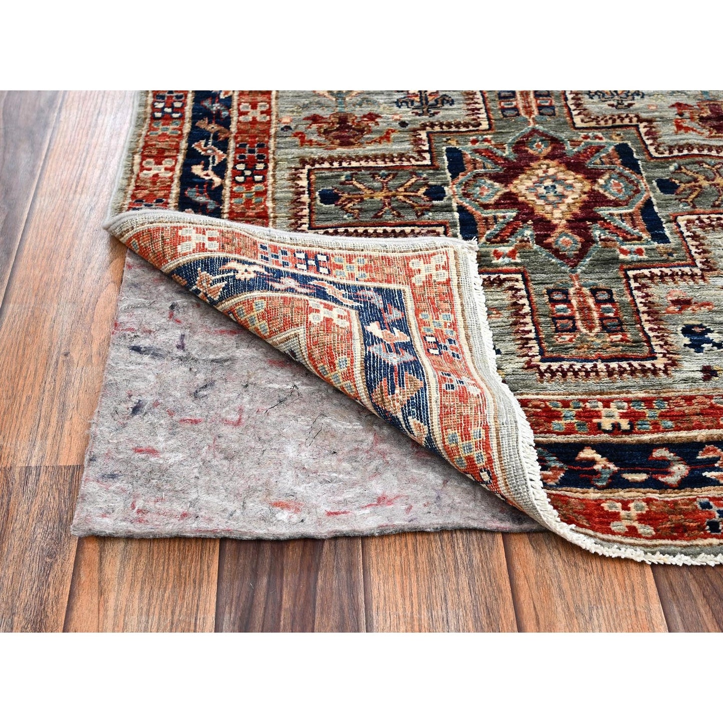 2'7"X7'4" Gray Hand Knotted Rug All Wool Caucasian Design Runner Oriental