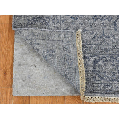 3'1"X8'3" Carbon Gray Tebraz Design Wool And Silk Hand Knotted Rug