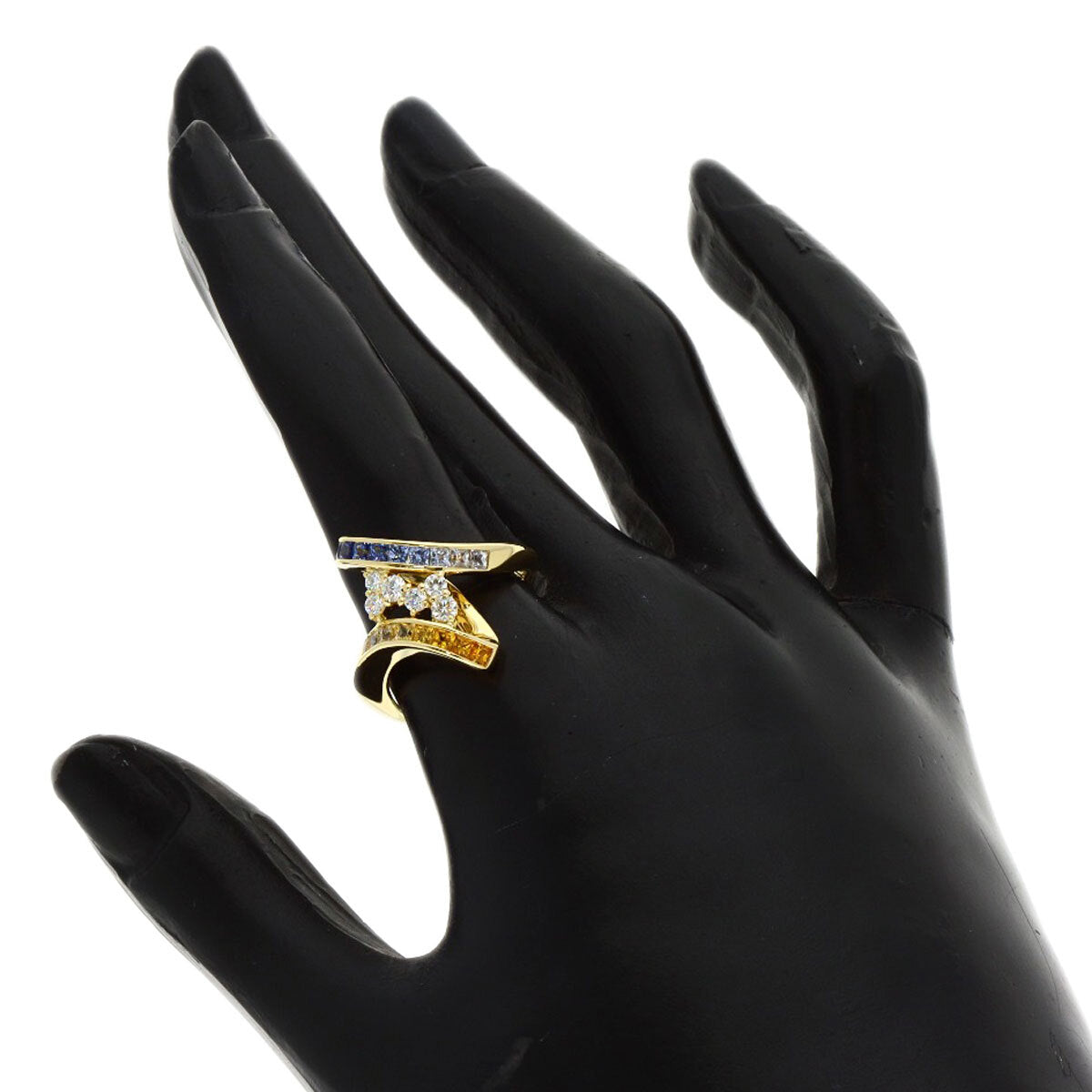 Jeunet Ring Sapphire Diamond K18 Yellow Gold
