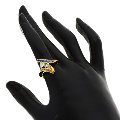 Jeunet Ring Sapphire Diamond K18 Yellow Gold