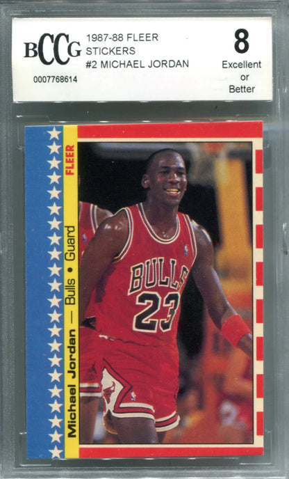 Michael Jordan 1987-88 Fleer Stickers #2 Bccg 8 Card