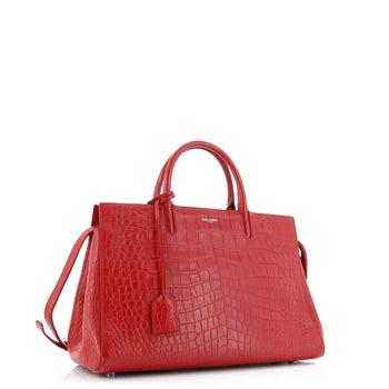 Saint Laurent Rive Gauche Cabas Crocodile Embossed Leather Medium