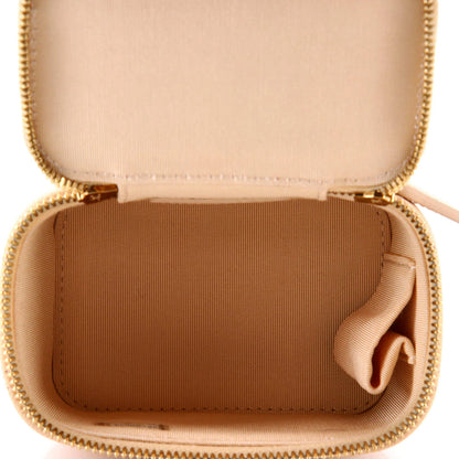 Chanel Classic Pearl Vanity Case With Chain Quilted Caviar Mini