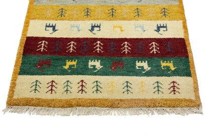 Contemporary Multicolored Stripes Indo-Gabbeh