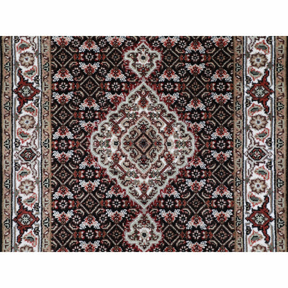 2'8"X10'1" Black Tebraz Mahi Fish Design Runner Hand Knotted Rug