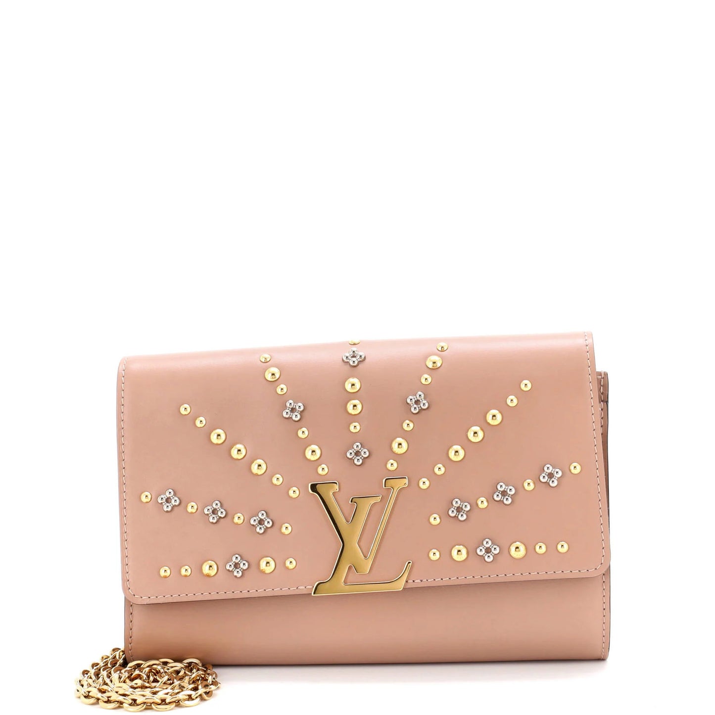Louis Vuitton Chain Louise Clutch Studded Leather Gm