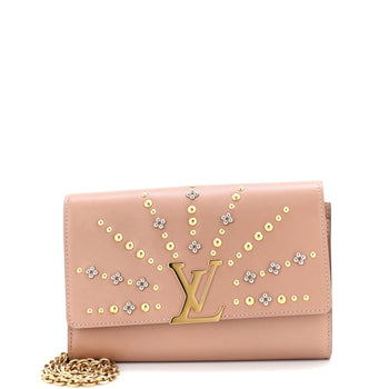 Louis Vuitton Chain Louise Clutch Studded Leather Gm