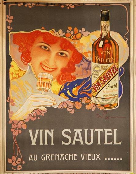 David Dellepiane 1900 Vin Sautel Vintage French Art Nouveau Wine Poster