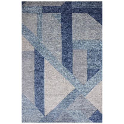 12'2"X18'3" Blue Wool Hand Knotted Art Deco Collection Oversized Rug