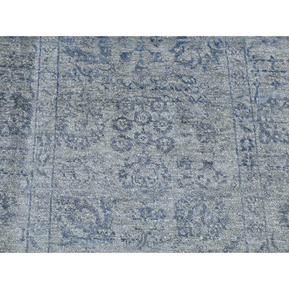 3'1"X8'3" Carbon Gray Tebraz Design Wool And Silk Hand Knotted Rug