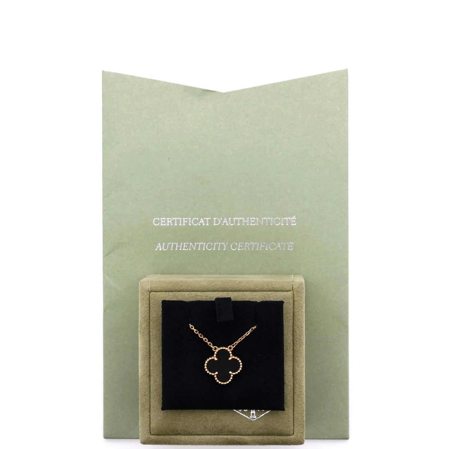 Van Cleef & Arpels Vintage Alhambra Pendant Necklace 18K Yellow Gold And Onyx