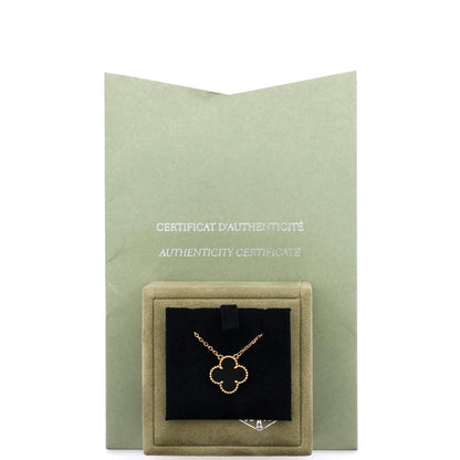 Van Cleef & Arpels Vintage Alhambra Pendant Necklace 18K Yellow Gold And Onyx