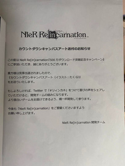 Nier Re[In]Carnation Rare Canvas Art Limited Of