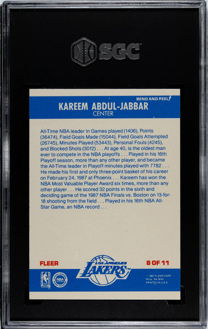 Kareem Abdul-Jabbar 1987 Fleer Sticker #8 Sgc 7.5