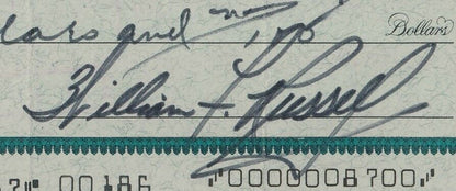 Bill Russell Hof Autographed/Signed 1974 Bank