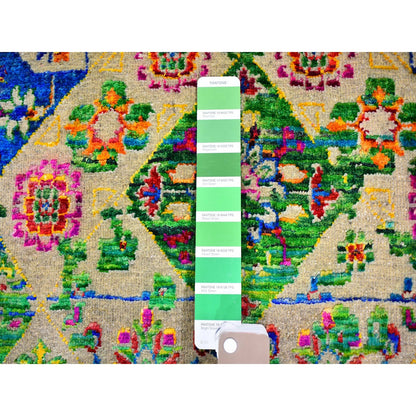 5'X7' Colorful Sari Silk Mamluk Design Hand Knotted Oriental Rug