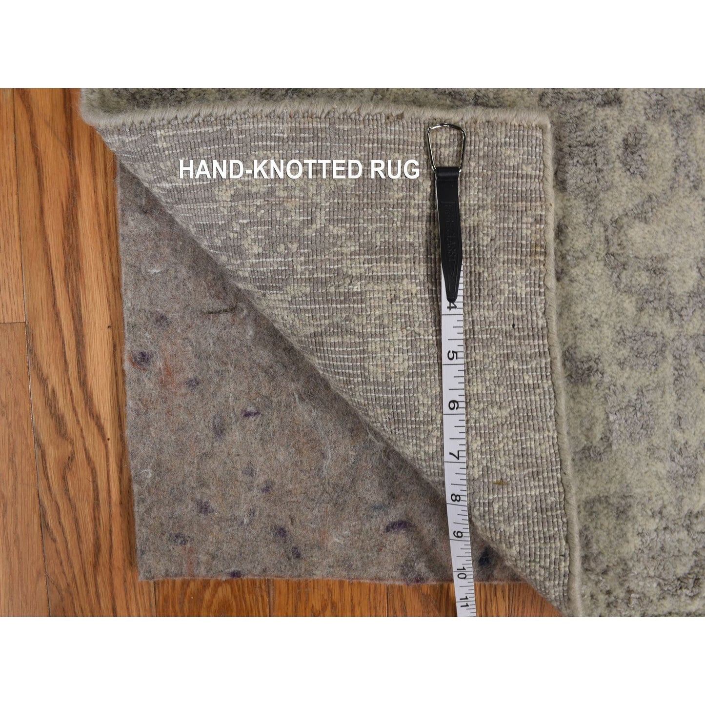 2'5"X12' Gray Jacquard Hand Loomed Broken Cypress Tree Design Runner Rug