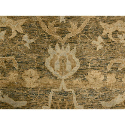 8'10"X12'2" Brown Bijar Garus Design Distressed Hand Knotted Wool Rug