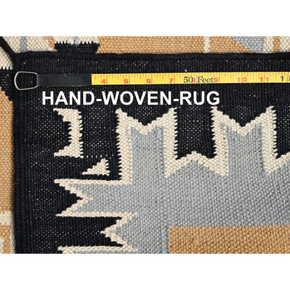 5'2"X7' Peach Color American Indian Design Rug Flat Weave Hand Woven Wool