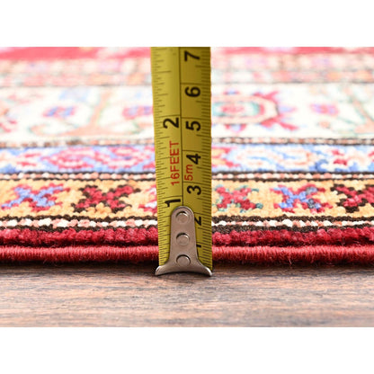 4'X6' Ruby Red Afghan Super Kazak Hand Knotted Pure Wool Oriental Rug