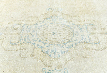 Handmade Muted Floral Distressed Oriental Rug